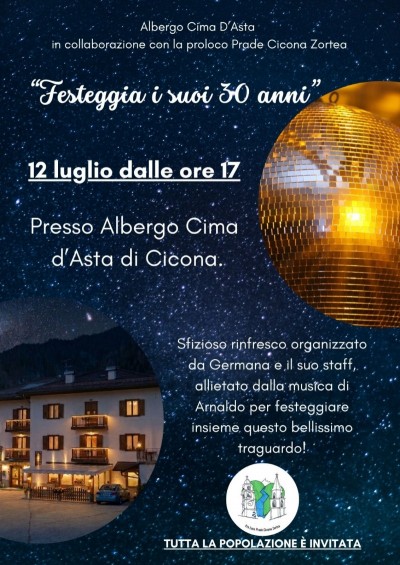 L'ALBERGO CIMA D'ASTA FESTEGGIA I SUOI 30 ANNI