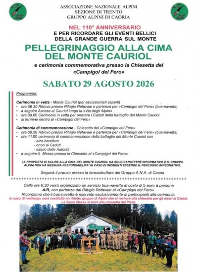 PELLEGRINAGGIO ALLA CHIESETTA DEGLI ALPINI - MONTE CAURIOL