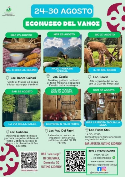 proposte  settimanali ECOMUSEO del VANOI