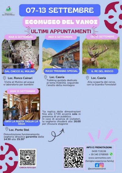 proposte  settimanali ECOMUSEO del VANOI