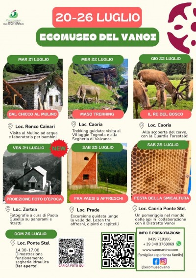 proposte  settimanali ECOMUSEO del VANOI